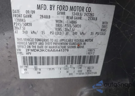 2010 Ford Edge Limited z USA, uszkodzony, nr VIN 2FMDK3KC6ABA41376